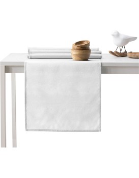 Sada ubrusu a běhounu na stůl AmeliaHome VESTA 115x300+35x300 cm bílá