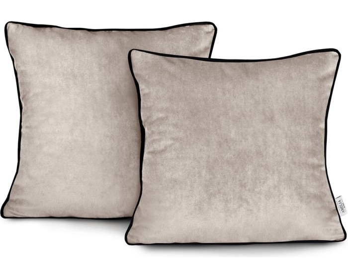 Povlaky na polštáře AmeliaHome Velvet Piping béžové
