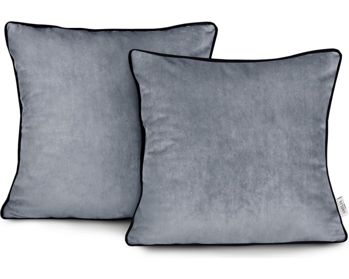 Povlaky na polštáře AmeliaHome Velvet Piping grafitové
