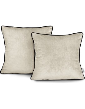 Dekorativní povlaky na polštář VELVET 2 ks 45x45 cm krémové
