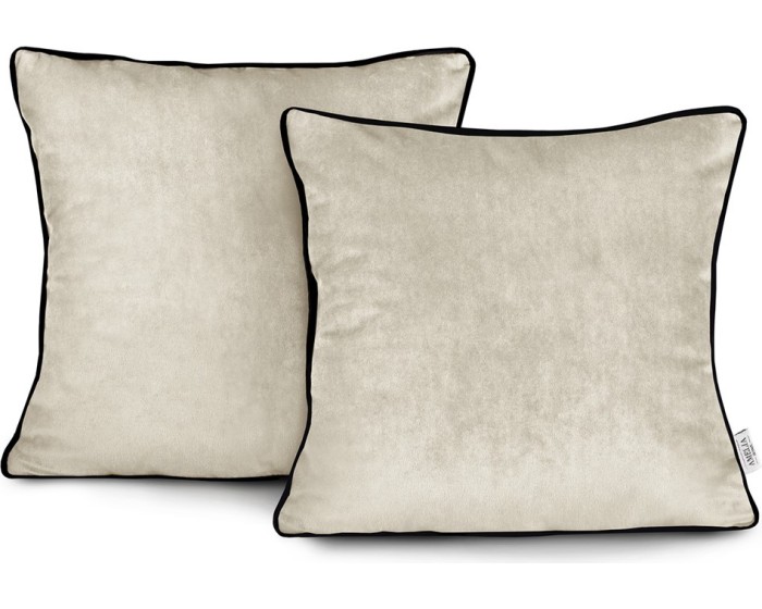Dekorativní povlaky na polštář VELVET 2 ks 45x45 cm krémové