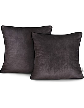 Povlaky na polštáře AmeliaHome Velvet Piping tmavě hnědé