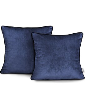 Sada 2 ks povlaků na polštáře AmeliaHome Velvet Piping 45x45 cm indigová