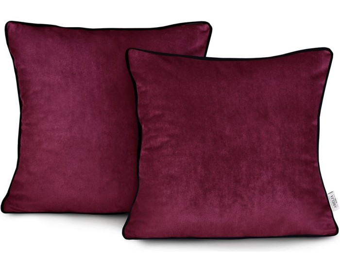 Sada 2 ks povlaků na polštáře AmeliaHome Velvet Piping 45x45 cm červená
