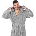 Unisex župan z mikrovlákna s kapucí ROBBY světle šedý
