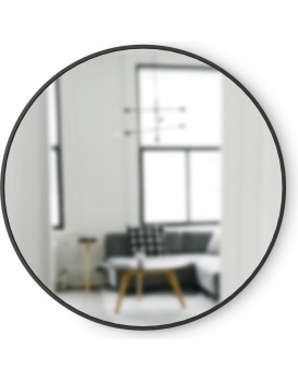 Kulaté nástěnné zrcadlo HUB 91 cm černé