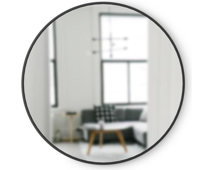 Kulaté nástěnné zrcadlo HUB 91 cm černé