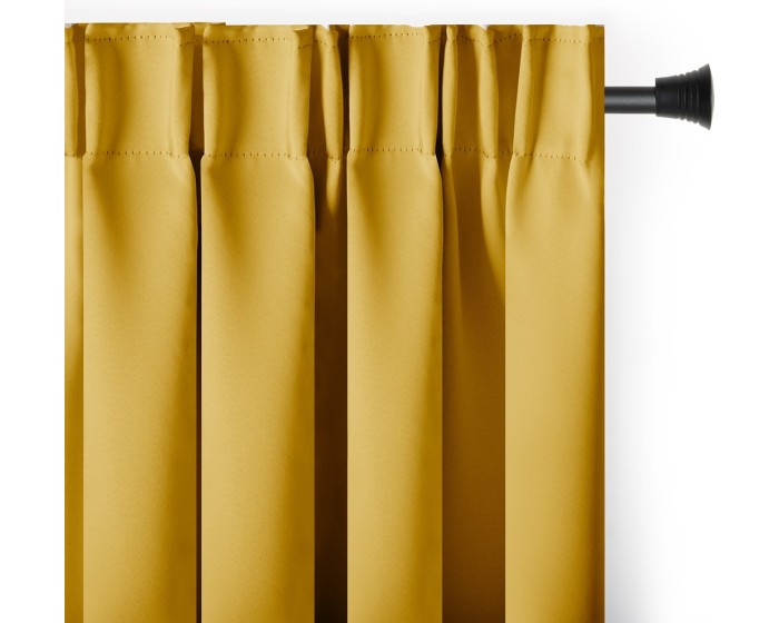 Závěs AmeliaHome Blackout s multifunkční páskou 140x245 cm hořčicový