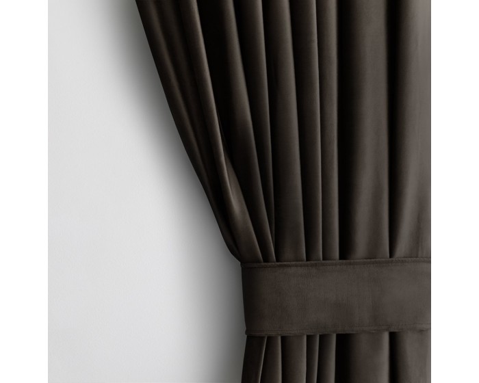 Závěs AmeliaHome Velvet s průchodkami 140x245 cm tmavě hnědý