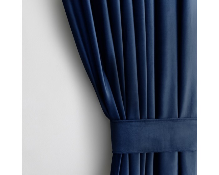 Závěs AmeliaHome Velvet s průchodkami 140x245 cm modrý