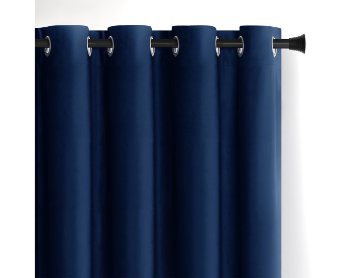 Závěs AmeliaHome Velvet s průchodkami 140x270 cm modrý