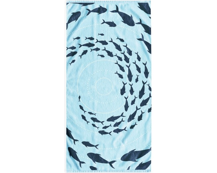 Plážová osuška SHOAL 90x180 cm bílá/modrá