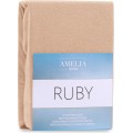 Froté prostěradlo s gumou AmeliaHome Ruby tmavě béžové