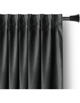 Závěs Amelia Home Velvet s multifunkční páskou grafitový