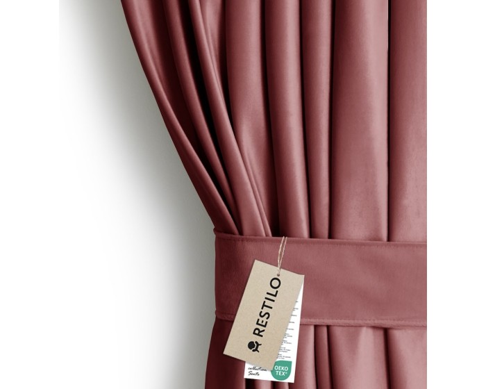 Závěs AmeliaHome Velvet s multifunkční páskou 140x270 cm růžový