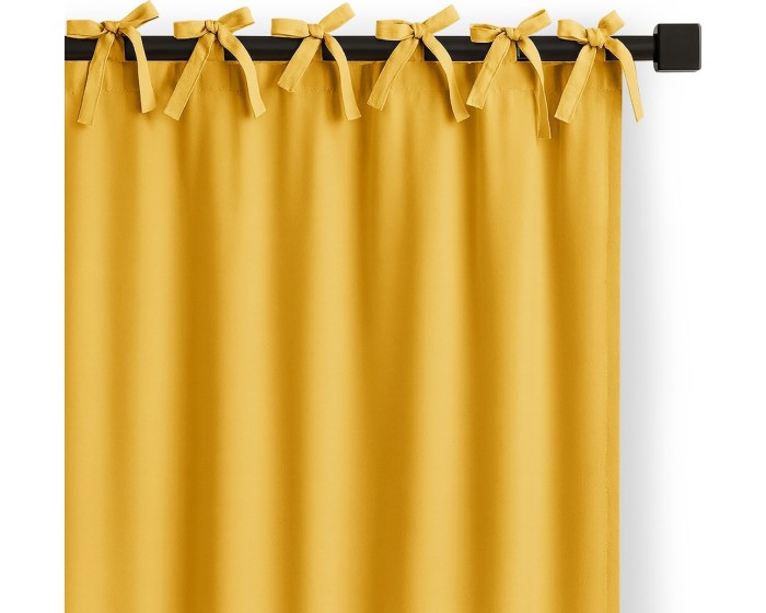 Závěs Carli s designovými poutky 140x250 cm hořčicový