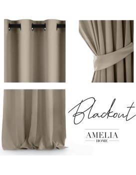 Závěs AmeliaHome Blackout s průchodkami 140x245 cm béžový