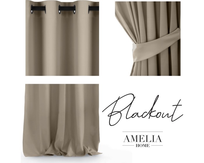 Závěs AmeliaHome Blackout s průchodkami 140x245 cm béžový