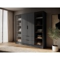 Šatní skříň Kelly 4D RD s tyčí 206 cm grafit