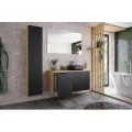 Závěsná skříňka pod umyvadlo Luxor Black I s deskou 120 cm černá/dub olejovaný