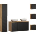 Závěsná skříňka pod umyvadlo Luxor Black I s deskou 120 cm černá/dub olejovaný