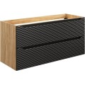 Umyvadlová skříňka Ocean 120 cm s deskou a umyvadlem černá/dub olejovaný