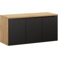Závěsná skříňka Luxor Black s deskou a umyvadly 120 cm dub olejovaný/černá