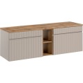 Závěsná skříňka Iconic Wiki s deskou a umyvadly 140 cm kašmír/dub coast evoke