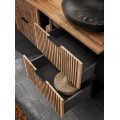 Závěsná skříňka Casad II s deskou a umyvadlem 60 cm černá/dub wotan