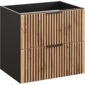 Závěsná skříňka Casad II s deskou a umyvadlem 60 cm černá/dub wotan