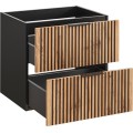Závěsná skříňka Casad II s deskou a umyvadlem 60 cm černá/dub wotan