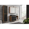 Závěsná skříňka Hampton Concrete s deskou a umyvadlem 100 cm tmavý beton/dub hunton