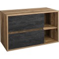 Závěsná skříňka Hampton Conrete Simple s deskou a umyvadlem 100 cm tmavý beton/dub hunton