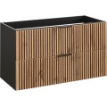 Koupelnová sestava Casad 100 cm s umyvadlem, skříňkami a zrcadlem černá/dub wotan