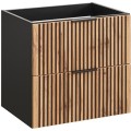 Koupelnová sestava Casad 80 cm s umyvadlem, skříňkami a zrcadlem černá/dub wotan