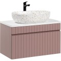Koupelnová sestava Iconic 80 cm s umyvadlem, skříňkami a zrcadlem růžová/bílá