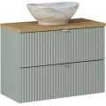 Koupelnová sestava Line Reed Green 80 cm se skříňkami a umyvadlem zelená/dub evoke