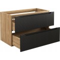Koupelnová sestava Luxor Black 90 cm s umyvadlem a skříňkami černá/dub olejovaný