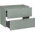 Závěsná skříňka Line Reed Green se zápustným umyvadlem 80 cm zelená/bílá