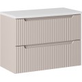 Závěsná skříňka Nova Cashmere II s deskou a umyvadlem 80 cm kašmír/bílá