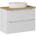 Závěsná skříňka pod umyvadlo Nova White I s deskou 80 cm bílá/dub coast evoke