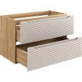 Závěsná skříňka Ocean I se zápustným umyvadlem 90 cm béžová/dub olejovaný