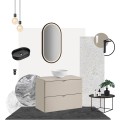 Závěsná skříňka pod umyvadlo Viva Cashmere s deskou 80 cm kašmír/dub coast evoke