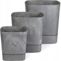 Plastový květináč s podmiskou Cubi 25x25 cm šedý beton