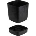 Plastový květináč s podmiskou Cubi 25x25 cm černý beton