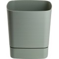 Plastový květináč s podmiskou Cubi 19x19 cm šedo-zelený