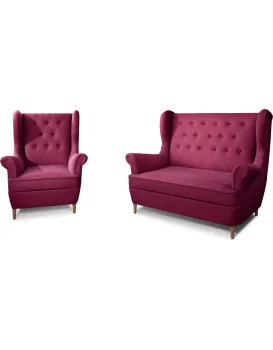 Sedací souprava AROS 2+1 Mat Velvet 68 vínová