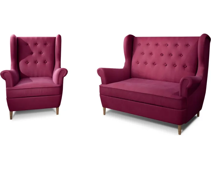 Sedací souprava AROS 2+1 Mat Velvet 68 vínová