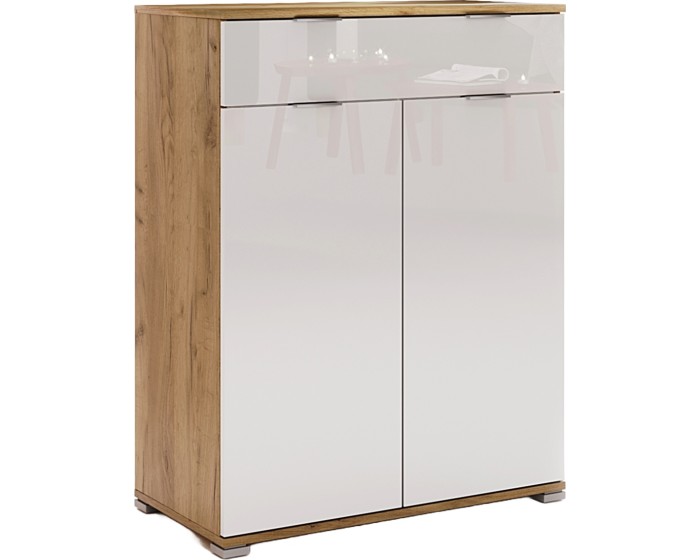 Komoda Asti 80 cm dub Craft zlatý/lesklá bílá