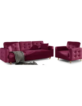 Sedací souprava ASGARD 3+1 Mat Velvet 68 vínová